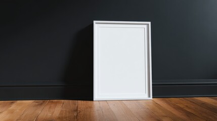 Empty Frame: A blank picture frame leaning against a solid wall, ready to showcase art or memories, offering a sleek, contemporary aesthetic.