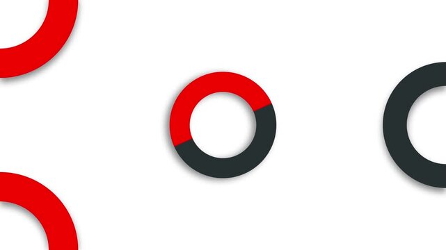 Dynamic red and black circles rotating on a clean white background create a modern, professional, and engaging motion graphic for your project