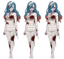 包帯を巻いたミイラの仮装をした女性
