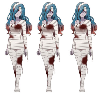 包帯を巻いたミイラの仮装をした女性
