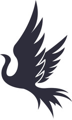Flying Bird Silhouette Element
