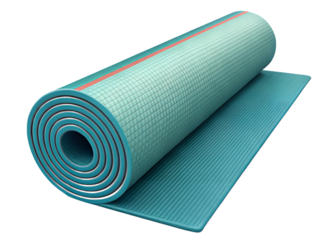 Rolled up yoga mat isolated on transparent background for fitness and exercise - Powered by Adobe