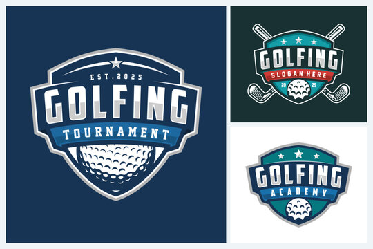 Golf logo sport design template, Golf logo tournament and academy emblems, golf logo design vector illustration with Ball