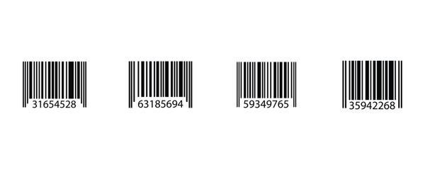 Barcode icon set vector on white background for product identification purposes.