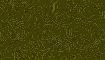 Seamless olive green topographic map pattern with thin, light contour lines.
