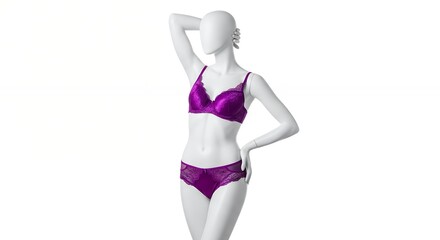 Displaying Purple Lace Lingerie Set on a Mannequin for Fashion Promotion