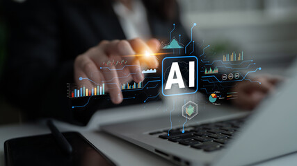 Artificial Intelligence (AI) for business data analysis and analytics. A concept of using AI for...