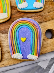 Bright and Colorful Rainbow Cookie with Vibrant Icing