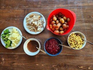 Warm and Abundant Thanksgiving Buffet Dinner Spread