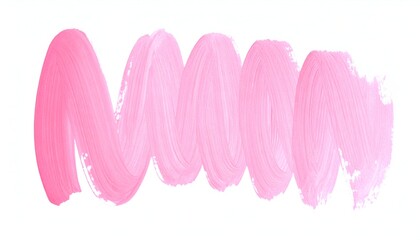 Pink zigzag brushstroke against white background; textured, flowing, artistic design