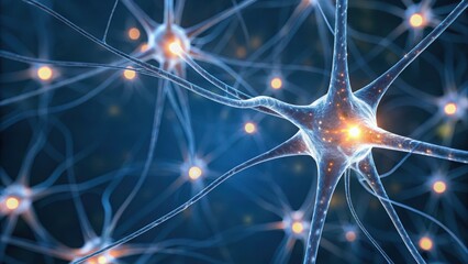 Intricate network of neurons illuminated against a dark background, representing brain activity and connectivity.