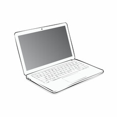 Minimalist Line Art of an Open Laptop.