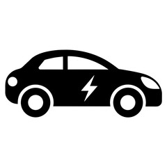 Electric car silhouette with lightning bolt symbol