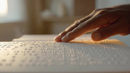 Blind Man Reading Braille Book by Hand — World Braille Day, Disability Awareness, Accessible Education Celebration - Powered by Adobe