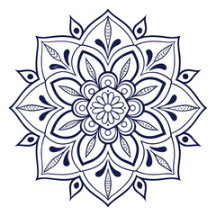 Detailed floral mandala illustration isolated on, showcasing intricate symmetrical patterns and delicate leaf motifs in a captivating design