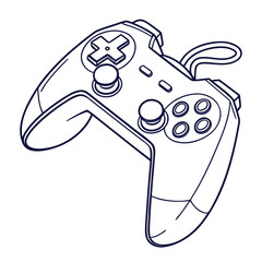 Illustration of a classic gamepad controller, showcasing its button layout and ergonomic design isolated on perfect for gaming and interactive media projects © Bf