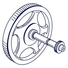 Illustration of a weight plate with a bolt for strength training, perfect for gym workouts and fitness routines isolated on