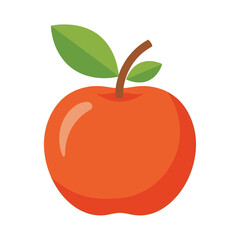 Red Apple with Leaves Vector Illustration – Fresh Fruit Icon
