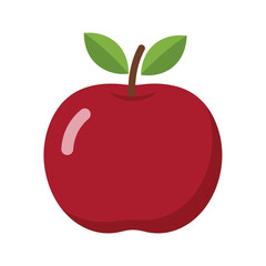 Red Apple with Leaves Vector Illustration – Fresh Fruit Icon