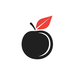 Red Apple with Leaves Vector Illustration – Fresh Fruit Icon
