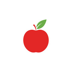 Red Apple with Leaves Vector Illustration – Fresh Fruit Icon