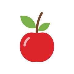 Red Apple with Leaves Vector Illustration – Fresh Fruit Icon