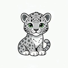 Charming Snow Leopard Cub: A captivating illustration of a cute snow leopard cub with gentle, expressive eyes. Its spotted coat and endearing posture exude an adorable charm.