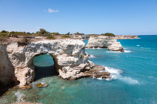 White cliffs and sea stacks, Salento, Apulia, Italy