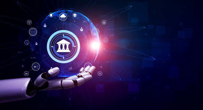 The role of AI in the global FinTech and digital banking network. An AI financial system connected to the worldwide digital economy. Motif