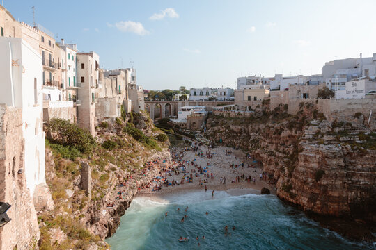 Beach in summer, Polignano a mare, Apulia, Italy
