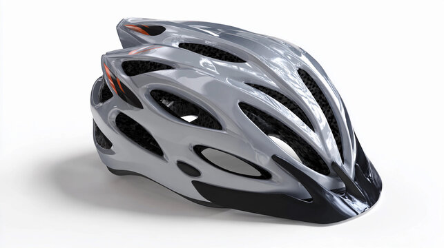 Stylish grey cycling helmet resting on a white surface - Powered by Adobe