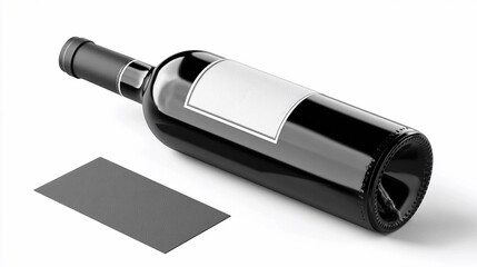 Wine bottle with blank label on a simple background