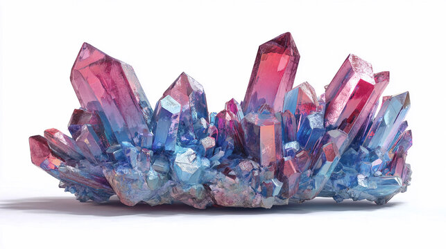 Colorful crystal cluster shining in bright light