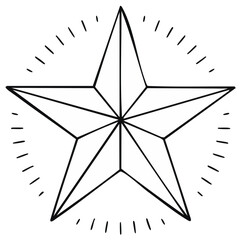 Obraz premium Hand drawn simple five pointed star outline with radiating dashes