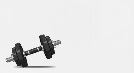 Black Cartoon Style Dumbbell Isolated on White Background for Fitness, Weightlifting, and Strength Training