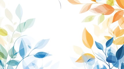 5.A series of bright and energetic vector background designs with swirling abstract patterns of spring leaves and flowers in various vivid colors. Each design features a large central area left empty