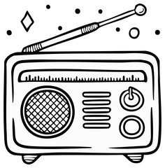 Retro radio with extendable antenna and tuning dial drawing