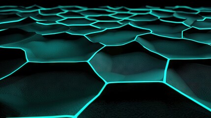 Abstract pattern of glowing hexagonal shapes.