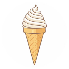 Soft serve ice cream cone isolated on white background simple illustration