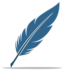 Blue Feather Quill Pen Graphic Symbol Writing Instrument Bird Plumage