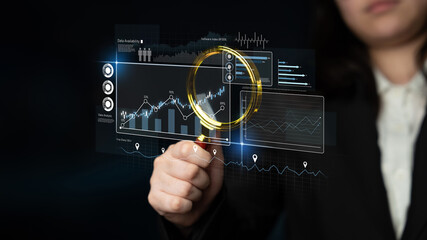 High-tech data visualization dashboard for analytics and performance tracking, including data visualization, trend, data report, and data chart. Latch