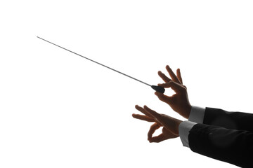 Silhouette of male conductor's hands on white background © Pixel-Shot