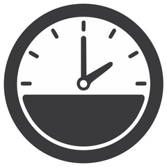 Minimalist half time clock icon for schedule and deadline concepts