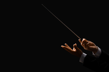 Male conductor's hands on black background © Pixel-Shot