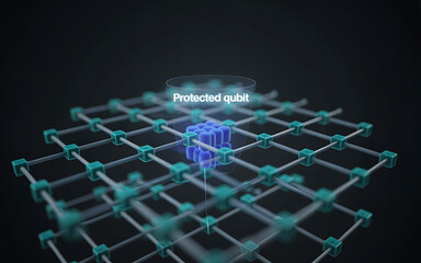 Quantum computing concept protected qubit on a lattice structure illustration of advanced technology