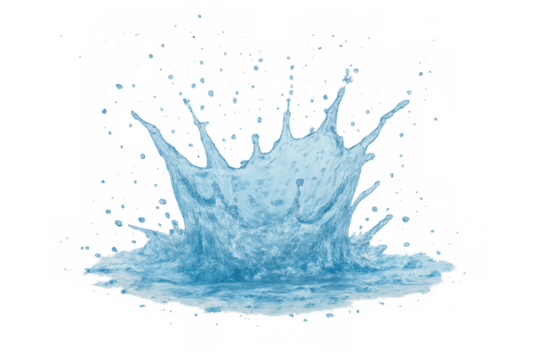 Crown water splash creating unique liquid ripples, high purity, freshness, movement, and a refreshing dynamic fluid effect