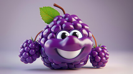 3d mulberry character small clustered berry