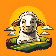 sheep on the mountain and sun