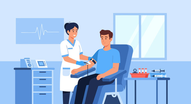 Medical Professional Drawing Blood From a Patient in a Hospital Room Setting