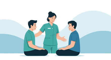 Medical Professional Guide Two Patients, Promoting Understanding and Compassionate Healthcare